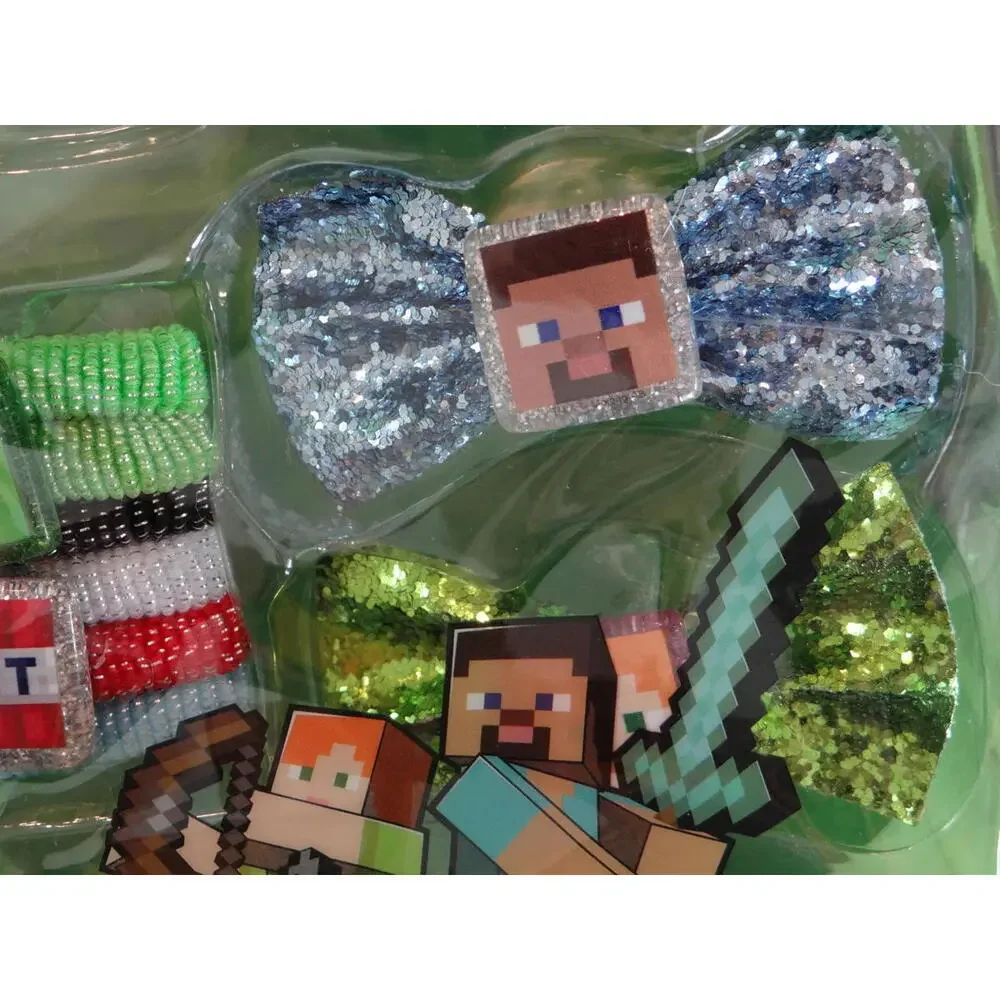 Minecraft Clear‎ Kids MINI Backpack with Character Hair Clips, Ties, and Bows!